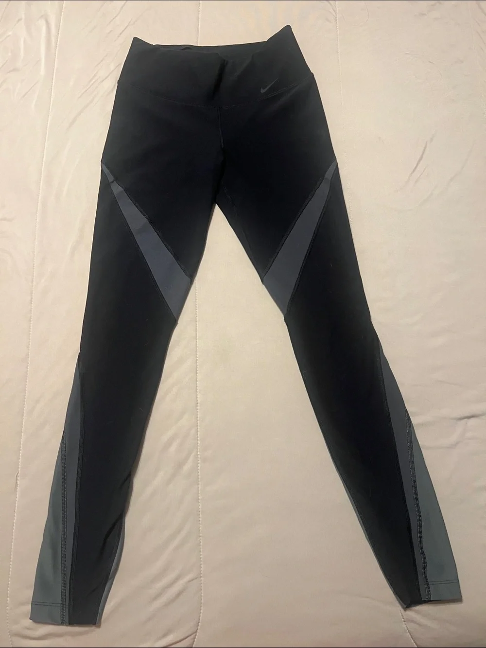 Women’s Nike Black Leggings with Gray Panel Accents